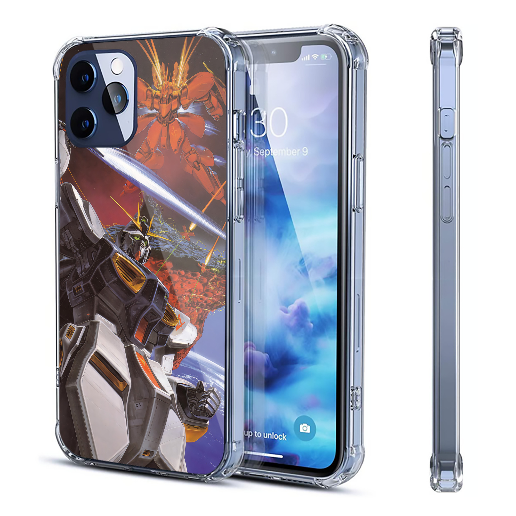 （画像用） 機動戦士ガンダム Mobile Suit Gundam 【iPhone 12シリーズ対応】透明スマホケース（クリアソフトケース）